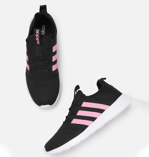 Women Black & Pink Woven Design Aestheto Running Shoes